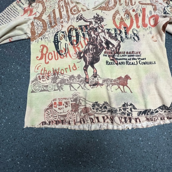 Ladies Ash & Sara western Pullover size XL tan multicolored print - Picture 3 of 13